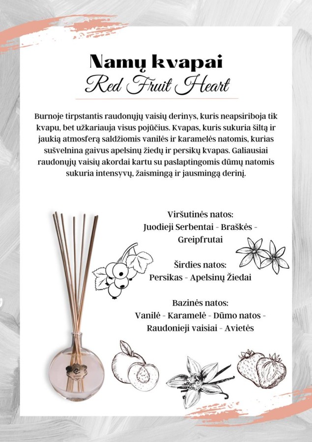 Namų kvapas su lazdelėmis  RED FRUIT HEART  100 ml.