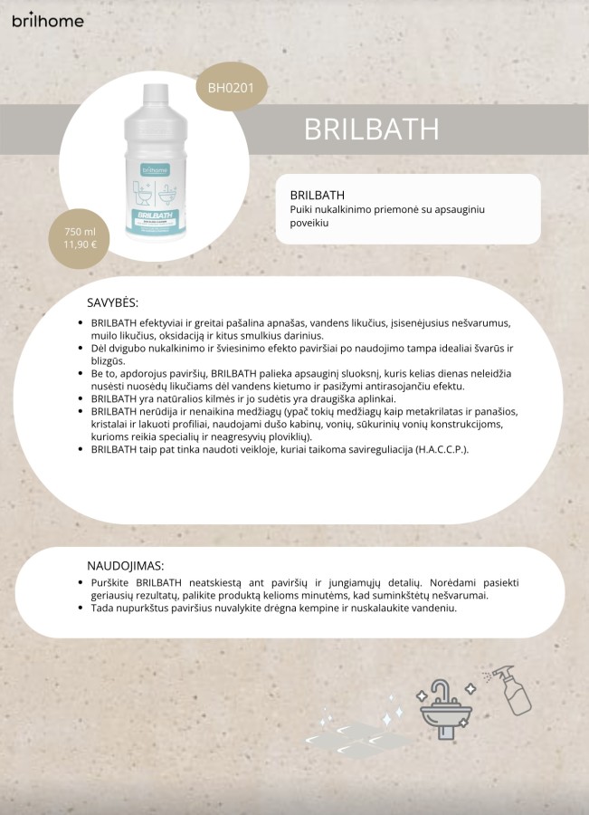 BRILBATH nukalkinimo purškiamas valiklis 750 ml.