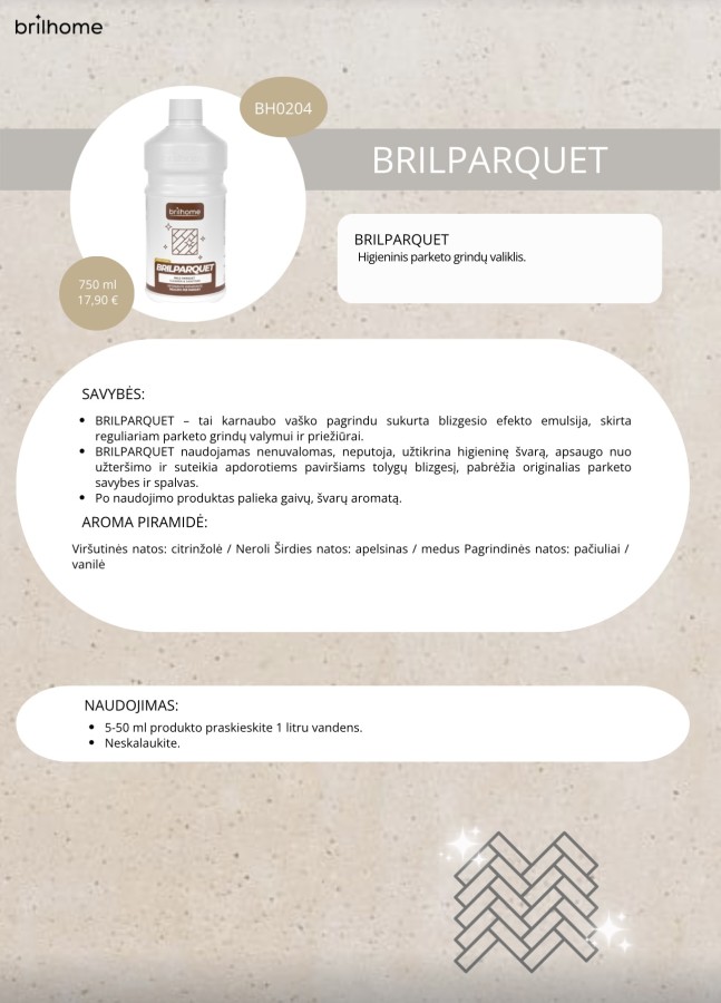 BRILPARQUET - parketo, laminato valiklis 750 ml